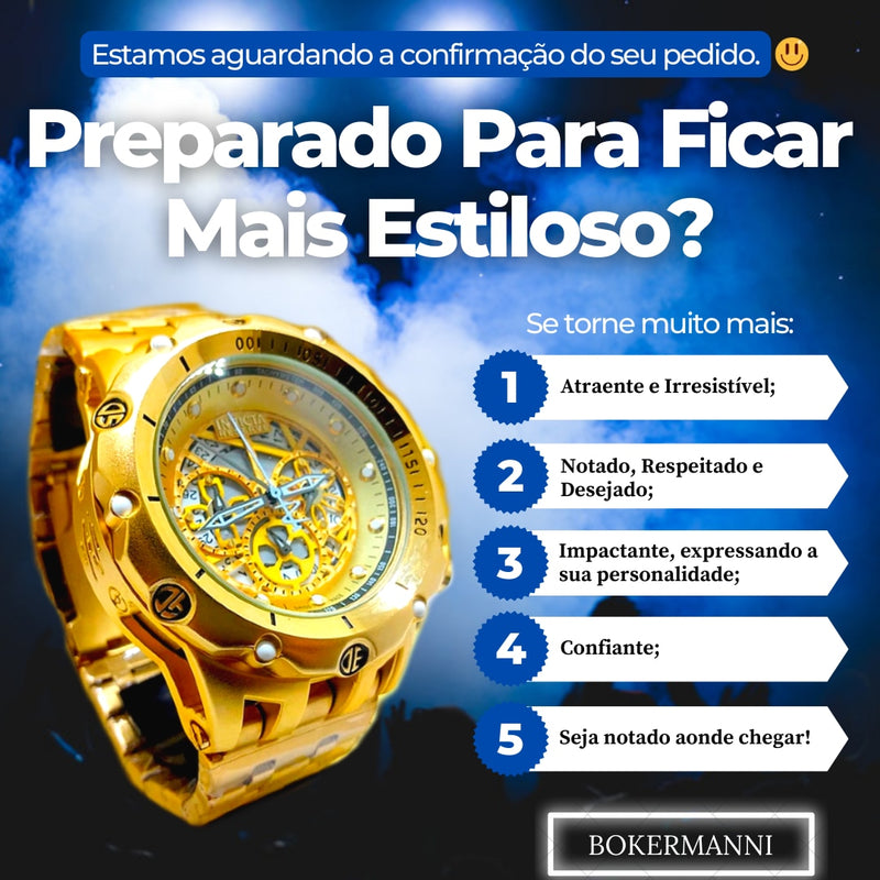Relógio INVICTA Masculino Venom Hybrid Dourado Banhado a Ouro 18K 100% Funcional + 3 Brindes - QTal Store