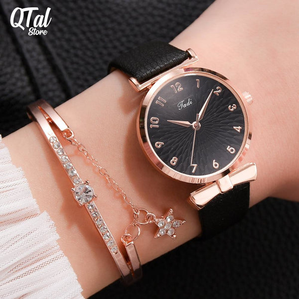 Conjunto Relógio Feminino + Bracelete Luxo - Dial Ladie - QTal Store