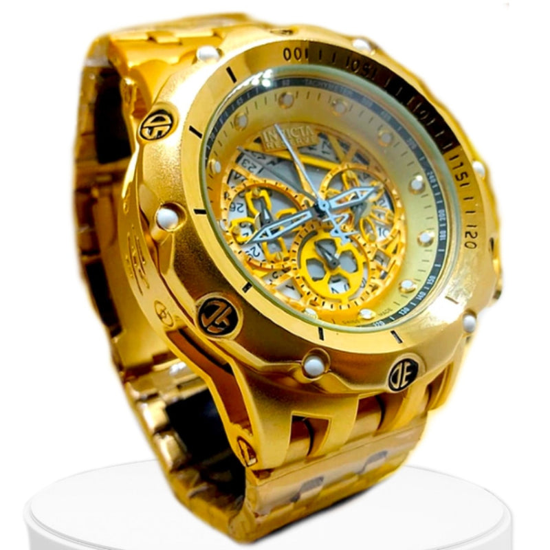 Relógio INVICTA Masculino Venom Hybrid Dourado Banhado a Ouro 18K 100% Funcional + 3 Brindes - QTal Store