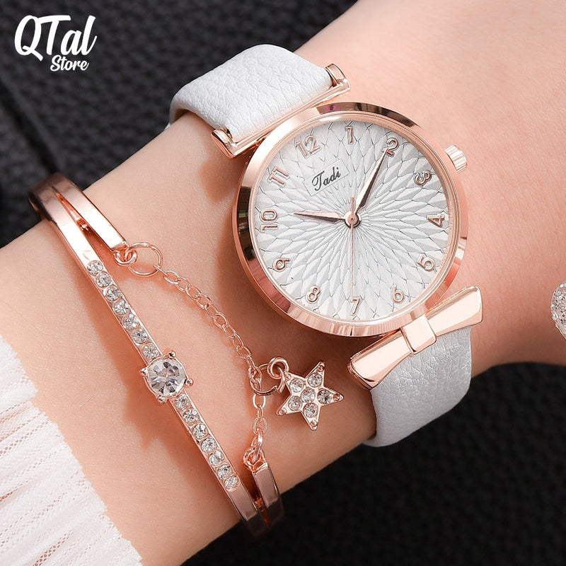 Conjunto Relógio Feminino + Bracelete Luxo - Dial Ladie - QTal Store