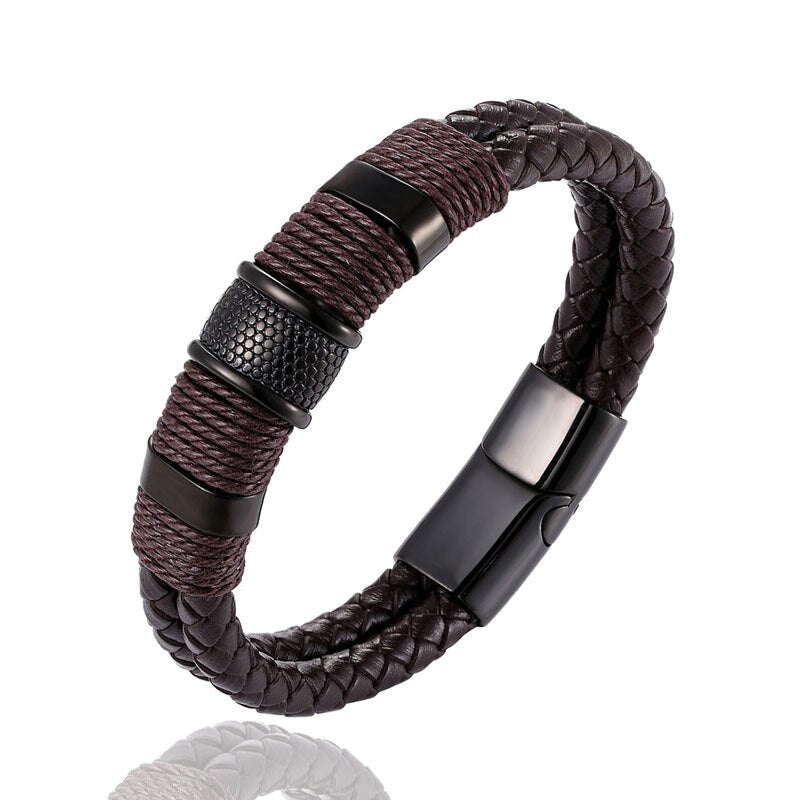 Pulseira de Couro Masculina - Envoltório - QTal Store