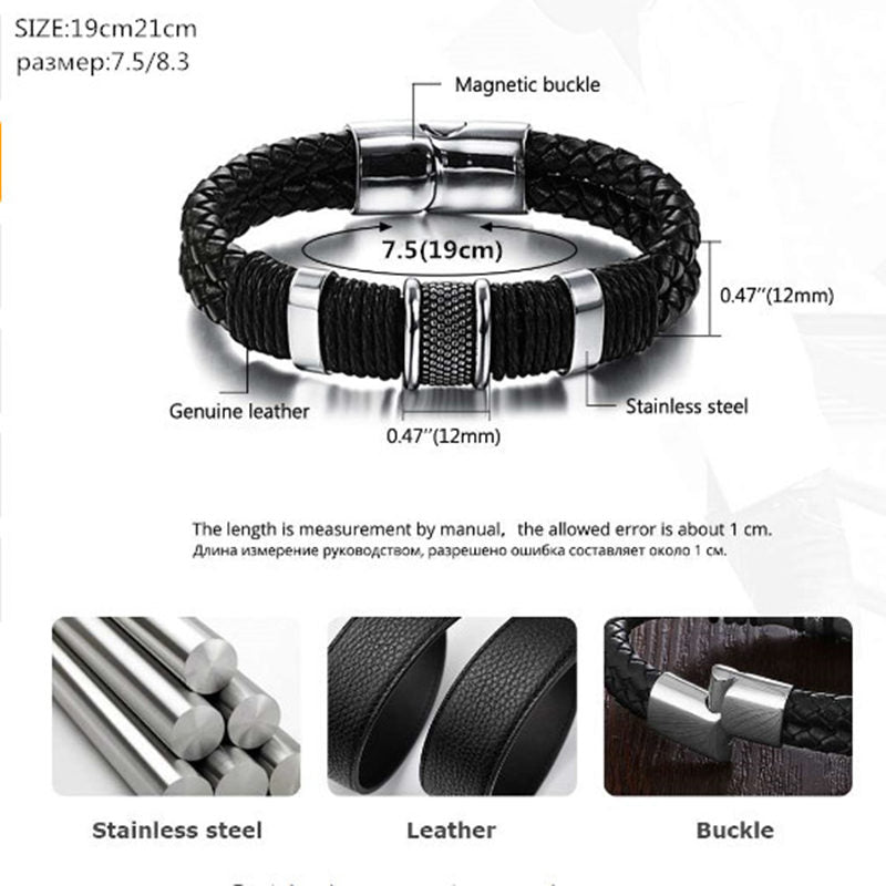 Pulseira de Couro Masculina - Envoltório - QTal Store