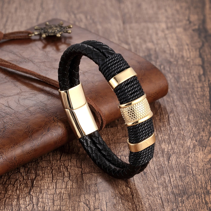 Pulseira de Couro Masculina - Envoltório - QTal Store