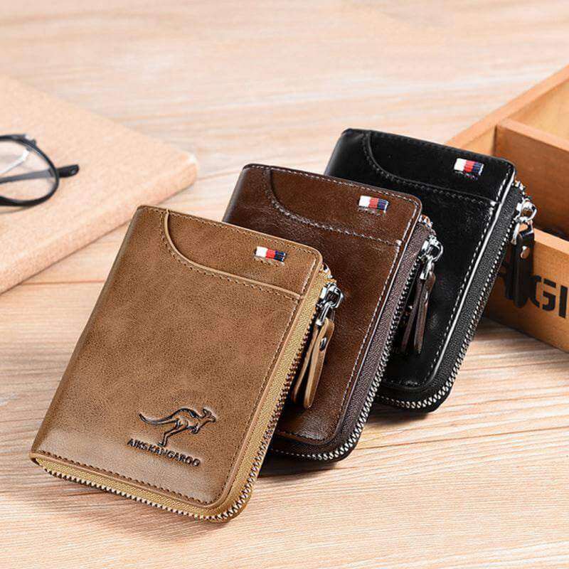 Carteira de couro Wallet Purse Antifurto - QTal Store